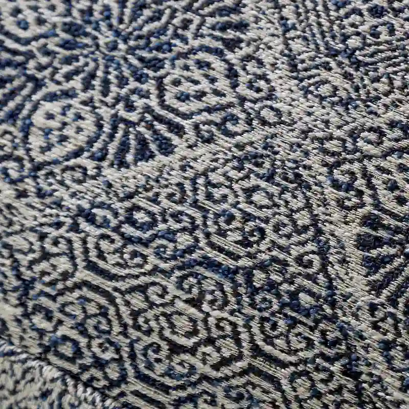 Stormy Transitional Grey Fabric Moroccan Print Cocktail Ottoman