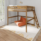 Full Size High Loft Bed with End Ladder - Solid Wood, 400 lbs Capacity