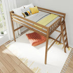 Full Size High Loft Bed with End Ladder - Solid Wood, 400 lbs Capacity