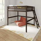 Full Size High Loft Bed with End Ladder - Solid Wood, 400 lbs Capacity