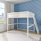 Full Size High Loft Bed with End Ladder - Solid Wood, 400 lbs Capacity