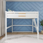 Full Size High Loft Bed with End Ladder - Solid Wood, 400 lbs Capacity
