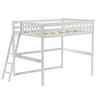Full Size High Loft Bed with End Ladder - Solid Wood, 400 lbs Capacity