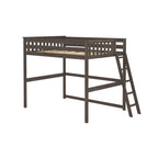 Full Size High Loft Bed with End Ladder - Solid Wood, 400 lbs Capacity