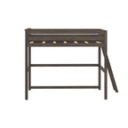 Full Size High Loft Bed with End Ladder - Solid Wood, 400 lbs Capacity