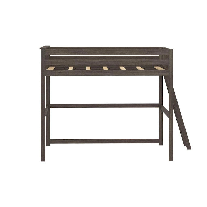 Full Size High Loft Bed with End Ladder - Solid Wood, 400 lbs Capacity