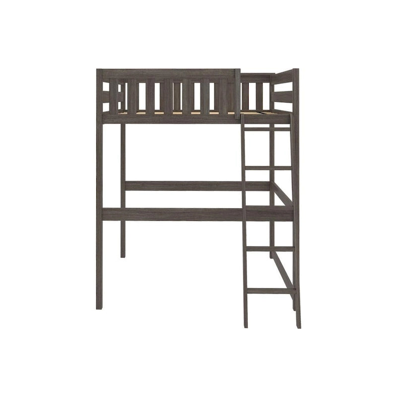Full Size High Loft Bed with End Ladder - Solid Wood, 400 lbs Capacity
