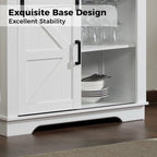 Farmhouse Buffet Sideboard with Sliding Barn Door, Drawer, and Glass Slots