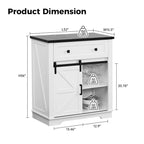 Farmhouse Buffet Sideboard with Sliding Barn Door, Drawer, and Glass Slots