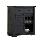 Farmhouse Buffet Sideboard with Sliding Barn Door, Drawer, and Glass Slots