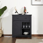 Farmhouse Buffet Sideboard with Sliding Barn Door, Drawer, and Glass Slots