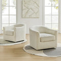 Modern Ergonomic Boucle Upholstered Swivel Barrel Chair Set of 2