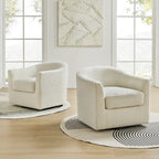 Modern Ergonomic Boucle Upholstered Swivel Barrel Chair Set of 2