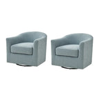 Modern Ergonomic Boucle Upholstered Swivel Barrel Chair Set of 2
