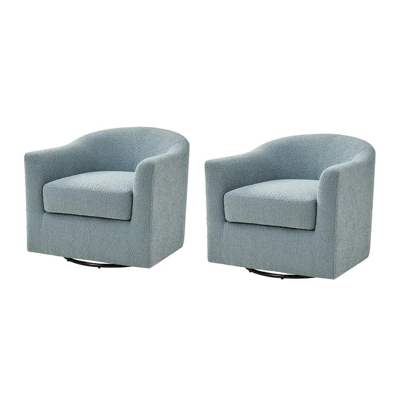 Modern Ergonomic Boucle Upholstered Swivel Barrel Chair Set of 2