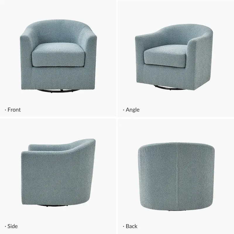 Modern Ergonomic Boucle Upholstered Swivel Barrel Chair Set of 2
