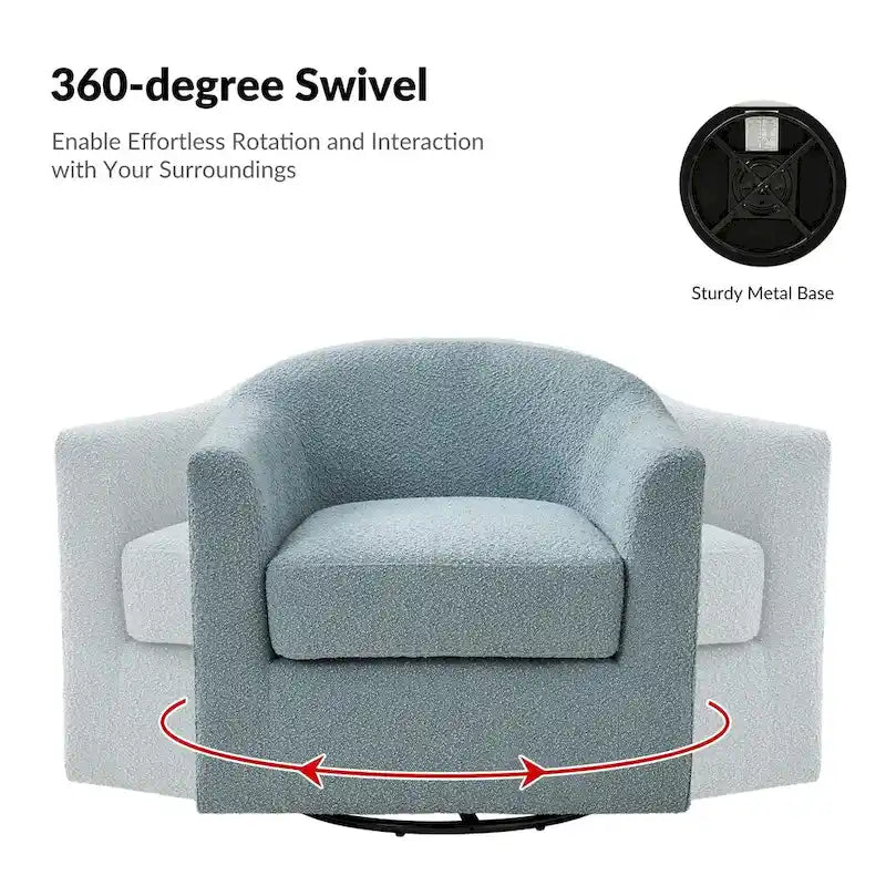 Modern Ergonomic Boucle Upholstered Swivel Barrel Chair Set of 2