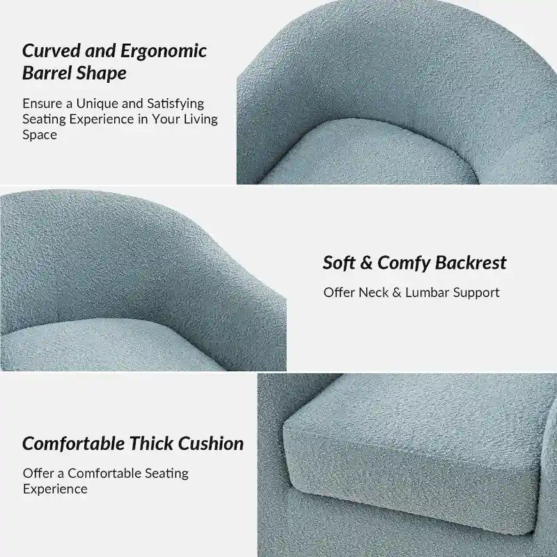 Modern Ergonomic Boucle Upholstered Swivel Barrel Chair Set of 2