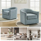 Modern Ergonomic Boucle Upholstered Swivel Barrel Chair Set of 2