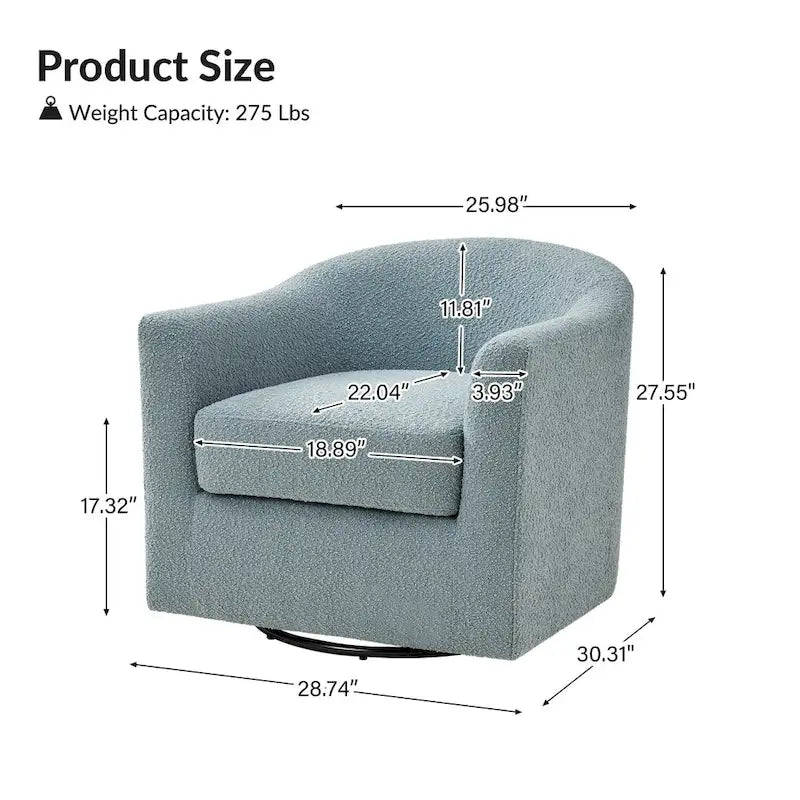 Modern Ergonomic Boucle Upholstered Swivel Barrel Chair Set of 2