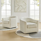 Modern Ergonomic Boucle Upholstered Swivel Barrel Chair Set of 2