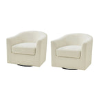 Modern Ergonomic Boucle Upholstered Swivel Barrel Chair Set of 2