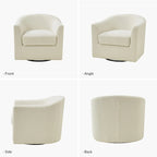 Modern Ergonomic Boucle Upholstered Swivel Barrel Chair Set of 2
