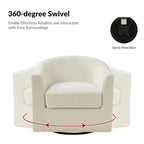 Modern Ergonomic Boucle Upholstered Swivel Barrel Chair Set of 2