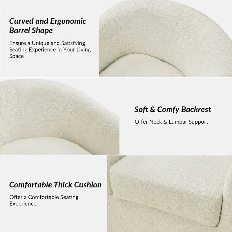 Modern Ergonomic Boucle Upholstered Swivel Barrel Chair Set of 2