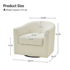 Modern Ergonomic Boucle Upholstered Swivel Barrel Chair Set of 2