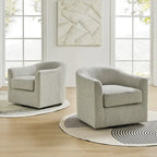 Modern Ergonomic Boucle Upholstered Swivel Barrel Chair Set of 2