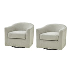 Modern Ergonomic Boucle Upholstered Swivel Barrel Chair Set of 2