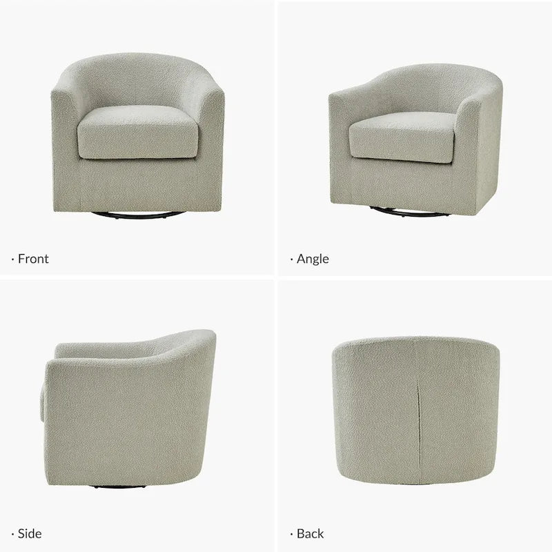 Modern Ergonomic Boucle Upholstered Swivel Barrel Chair Set of 2