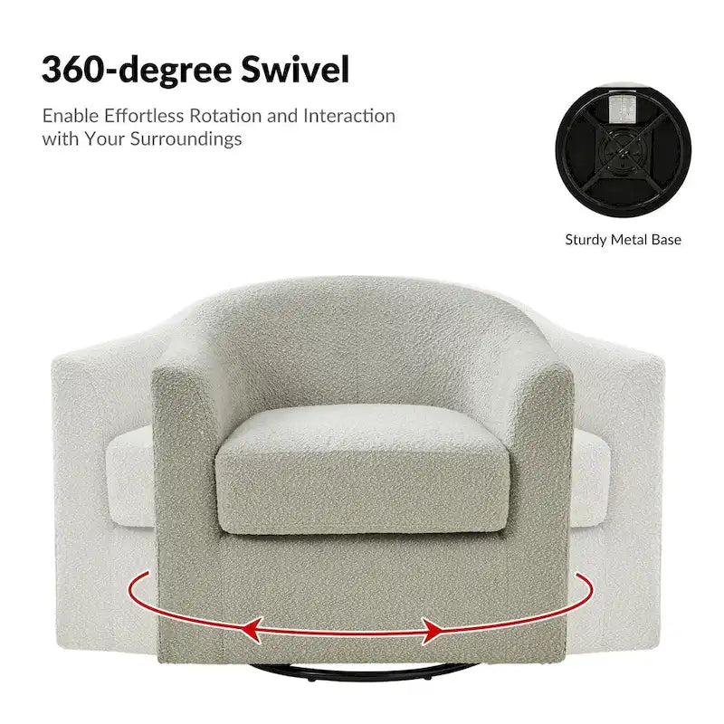 Modern Ergonomic Boucle Upholstered Swivel Barrel Chair Set of 2