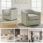 Modern Ergonomic Boucle Upholstered Swivel Barrel Chair Set of 2