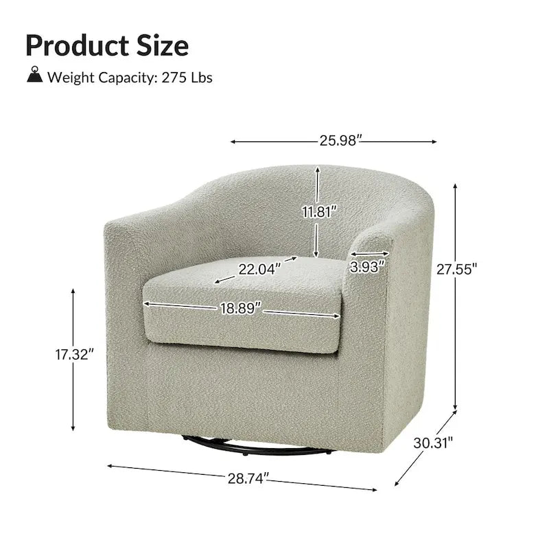 Modern Ergonomic Boucle Upholstered Swivel Barrel Chair Set of 2