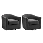 Modern Ergonomic Boucle Upholstered Swivel Barrel Chair Set of 2