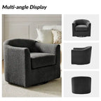 Modern Ergonomic Boucle Upholstered Swivel Barrel Chair Set of 2