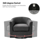 Modern Ergonomic Boucle Upholstered Swivel Barrel Chair Set of 2