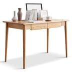 Solid Wood Computer Study Desk with Drawer and Cable Management