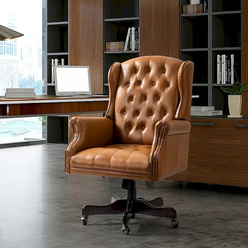 Maximiliano Modern Swivel Executive Chair with Tufted Back by 