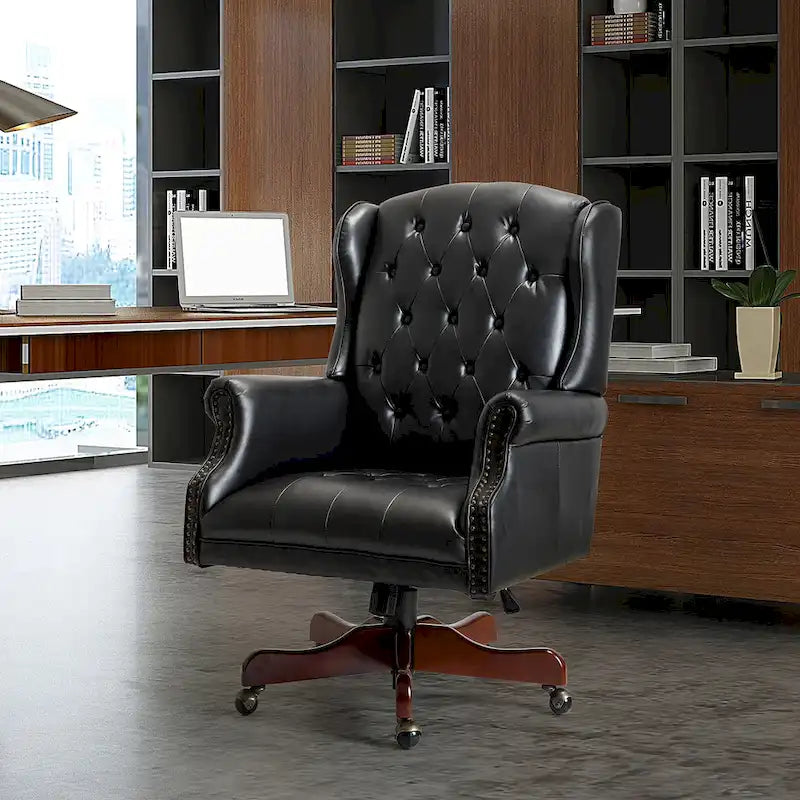Modern Swivel Executive Chair with Tufted Back