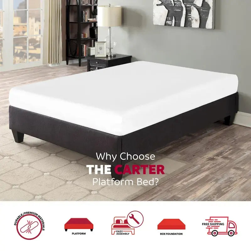 Dark Grey 14 in. Platform Bed Frame Mattress Foundation