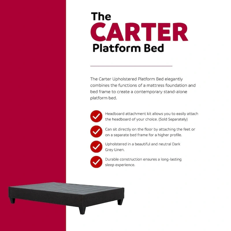 Dark Grey 14 in. Platform Bed Frame Mattress Foundation