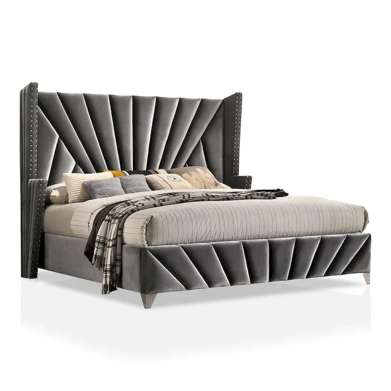 Traditional Fabric Upholstered Panel Bed