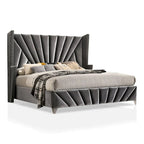 Traditional Fabric Upholstered Panel Bed