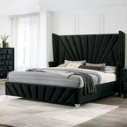 Traditional Fabric Upholstered Panel Bed