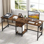 78" Two-Person Industrial Workstation Desk with Drawers and Storage Shelves