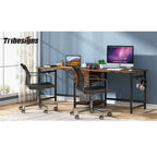 78" Two-Person Industrial Workstation Desk with Drawers and Storage Shelves