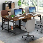 78" Two-Person Industrial Workstation Desk with Drawers and Storage Shelves